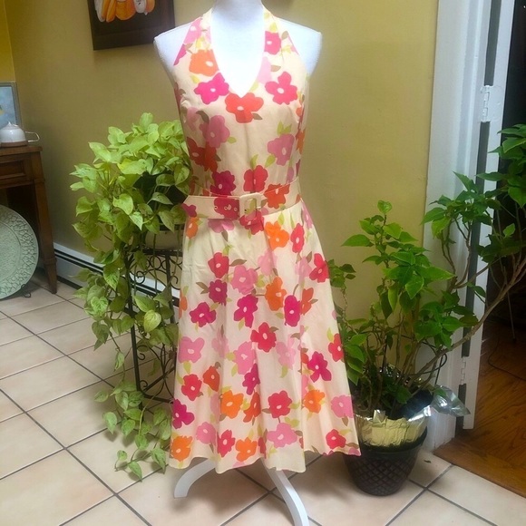 London Times Dresses & Skirts - LONDON TIMES FLORAL PRINT VINTAGE HALTER DRESS Size Large
